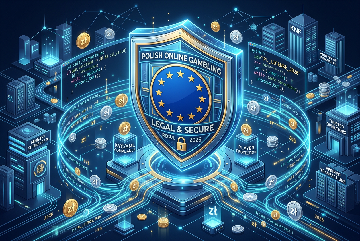 Grafika przedstawiająca regulacje prawne i bezpieczeństwo kasyn online w Europie